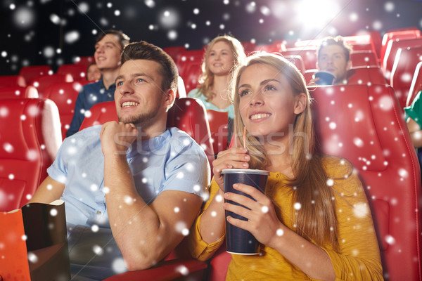 Glücklich Paar Popcorn trinken Kino Unterhaltung Stock foto © dolgachov