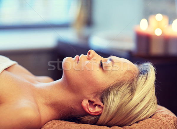 close up of young woman lying in spa Stock photo © dolgachov