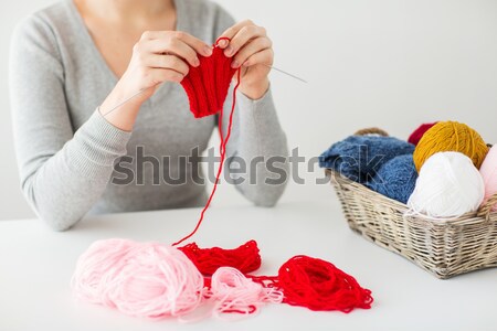 woman hands knitting with needles and yarn Stock photo © dolgachov