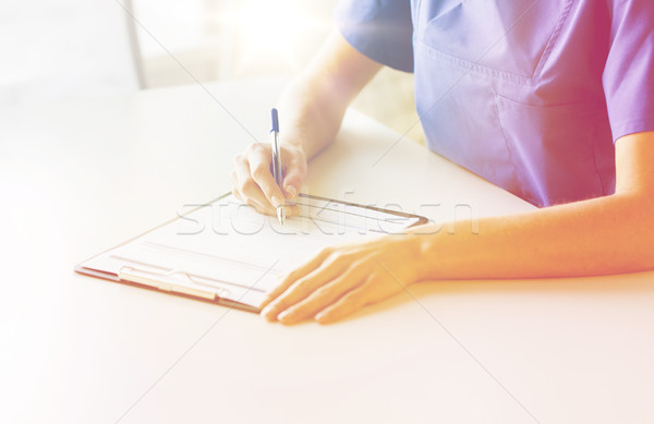 Foto stock: Médico · enfermera · escrito · portapapeles · medicina