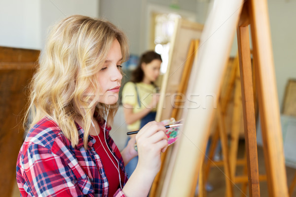 студент девушки мольберт Живопись искусства школы Сток-фото © dolgachov