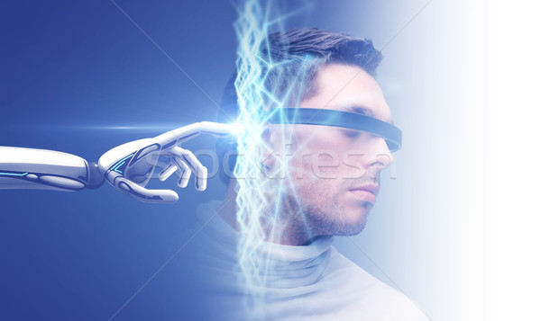 robot hand connecting to virtual network Stock photo © dolgachov