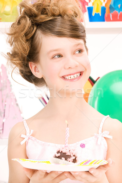 Сток-фото: вечеринка · девушки · торт · фотография · счастливым · продовольствие