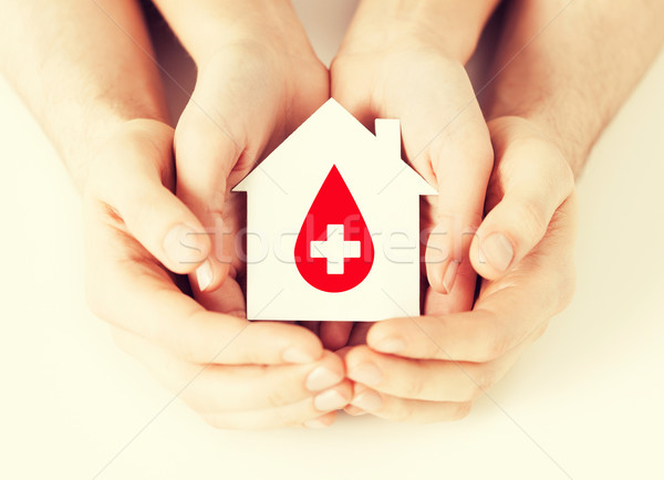 hands holding house with donor sign Stock photo © dolgachov