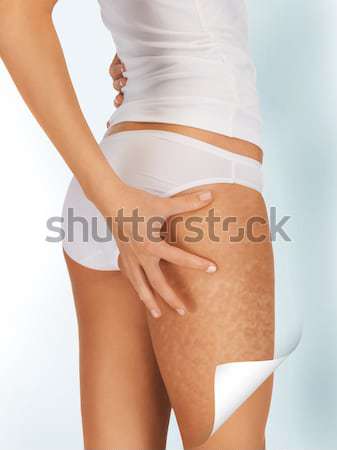 close up of woman pointing finger to bare belly Stock photo © dolgachov