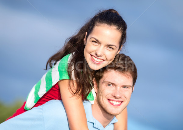 group of happy couple having fun outdoors Stock photo © dolgachov