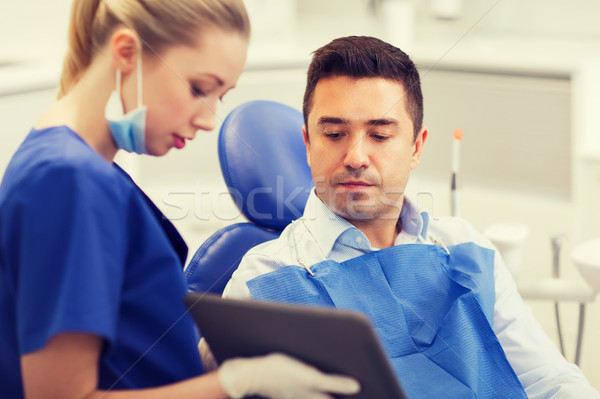 Stock foto: Weiblichen · Zahnarzt · männlich · Patienten · Menschen