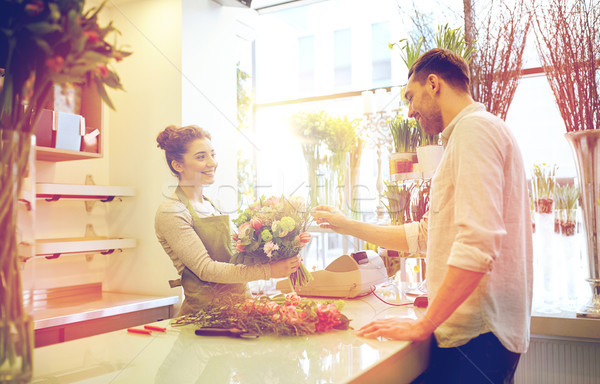 Stockfoto: Glimlachend · bloemist · vrouw · man · mensen