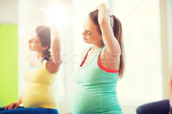 Foto d'archivio: Felice · incinta · donne · palestra · gravidanza