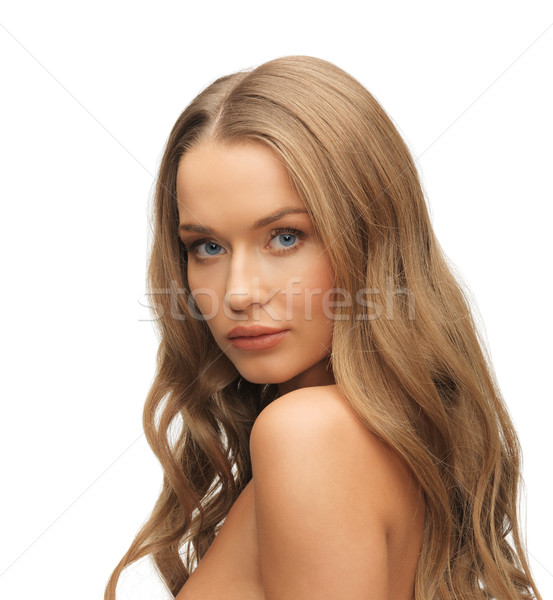 Stock foto: Schöne · Frau · lange · Haare · hellen · Bild · Frau · Gesicht