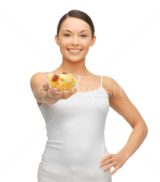 woman with fruit coctail Stock photo © dolgachov