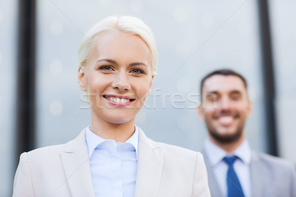 Lächelnd Geschäftsleute Freien Business Partnerschaft Erfolg Stock foto © dolgachov