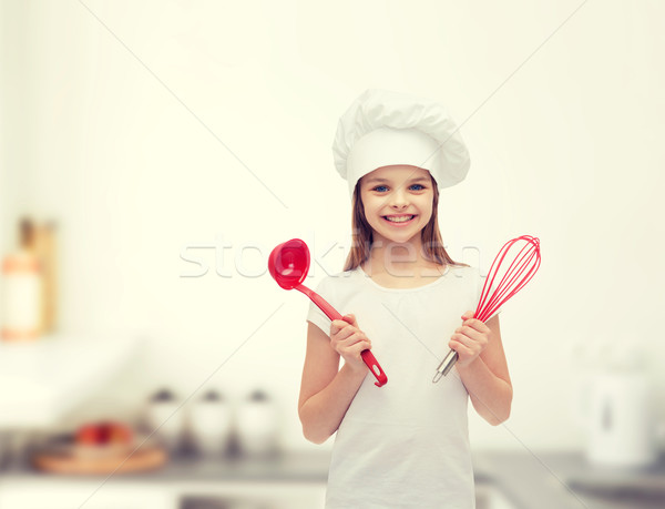 微笑 女孩 煮 帽子 瓢 商業照片 © dolgachov
