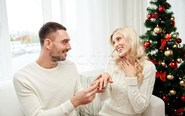Stock foto: Mann · Verlobungsring · Frau · Weihnachten · Liebe · Paar