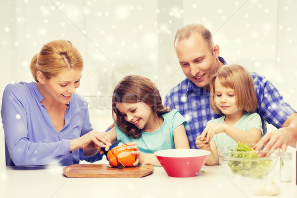 Stockfoto: Gelukkig · gezin · twee · kinderen · diner · home