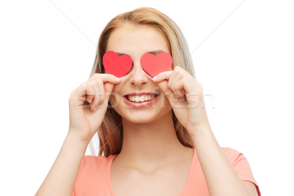 Feliz rojo corazón formas ojos Foto stock © dolgachov