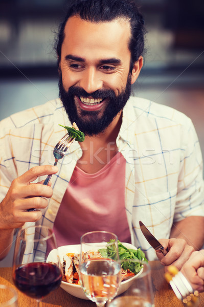 Stockfoto: Gelukkig · man · diner · restaurant · recreatie · voedsel