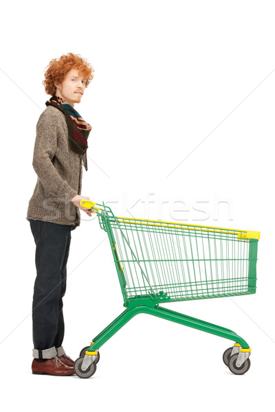 man with shopping cart Stock photo © dolgachov