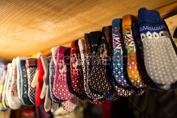 woolen mittens at christmas market Stock photo © dolgachov