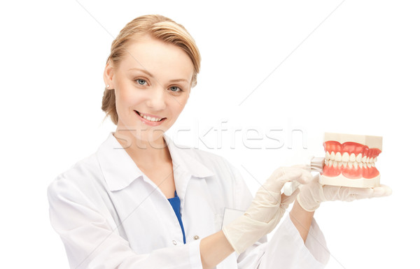 Orvos fogkefe kép vonzó nő nő gyógyszer Stock fotó © dolgachov