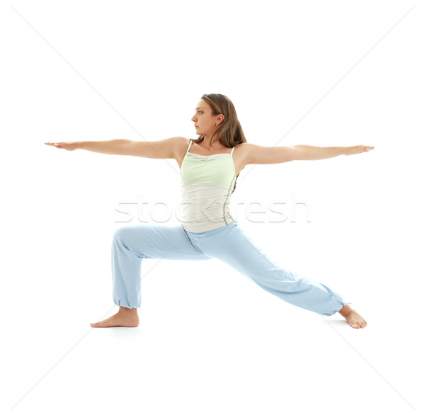 Krijger pose meisje oefenen witte Stockfoto © dolgachov