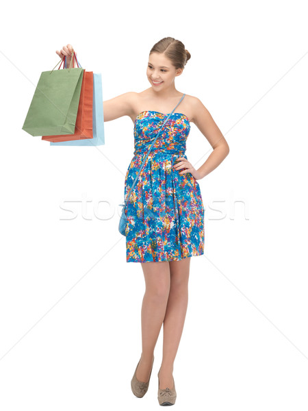 Bild Einkaufstaschen Mädchen glücklich Stock foto © dolgachov
