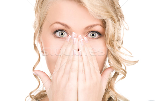 Sorprendido brillante Foto rostro de mujer blanco mujer Foto stock © dolgachov