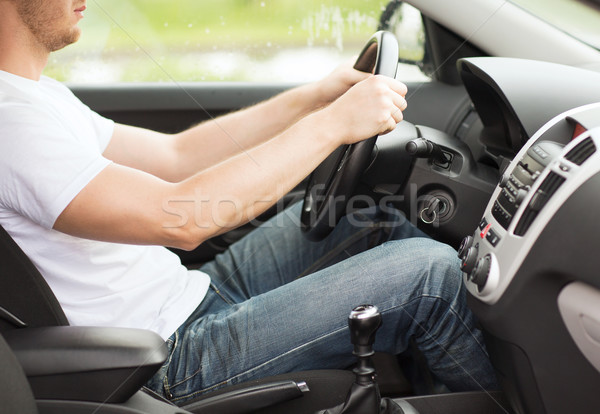 man driving the car with manual gearbox Stock photo © dolgachov