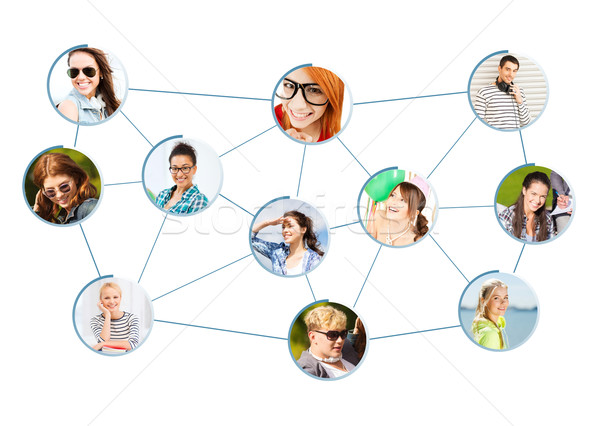 Közösségi háló üzlet hálózatok férfiak nők kapcsolat Stock fotó © dolgachov