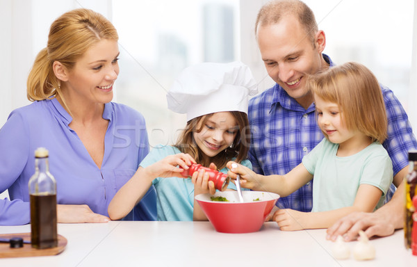 Stockfoto: Gelukkig · gezin · twee · kinderen · diner · home