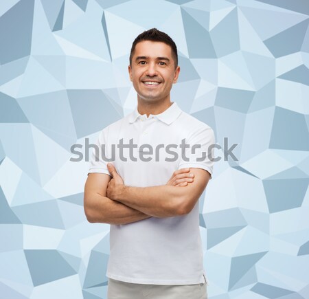 smiling man in t-shirt pointing fingers on himself Stock photo © dolgachov
