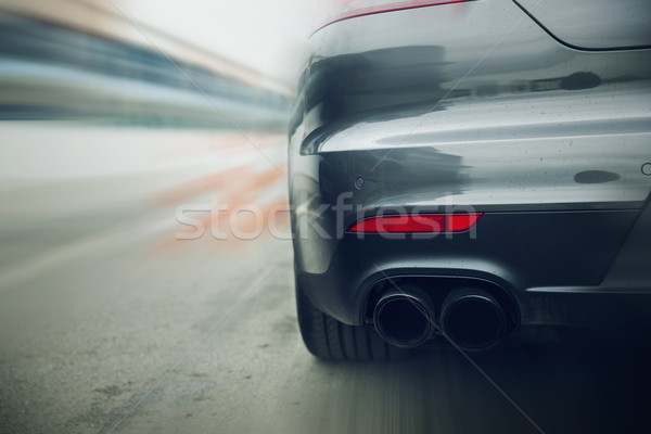 close up of car riding on highway from back Stock photo © dolgachov