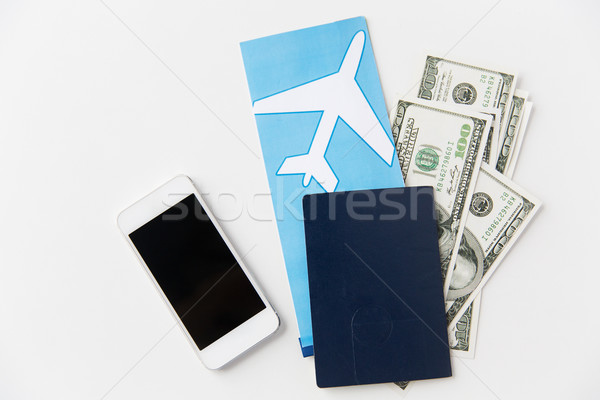 ストックフォト: 空気 · チケット · お金 · スマートフォン · パスポート · 観光