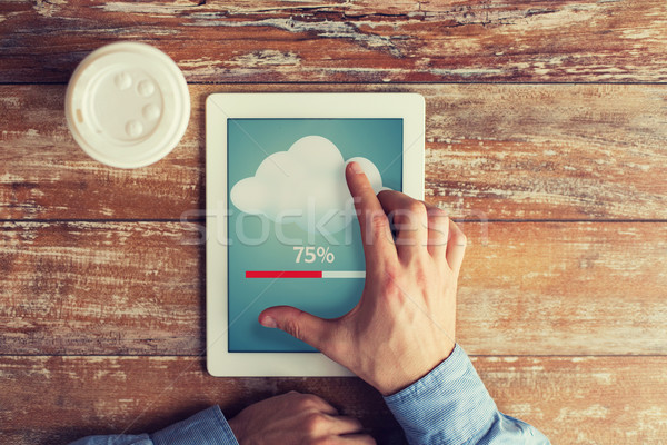 close up of hands with tablet pc transferring data Stock photo © dolgachov