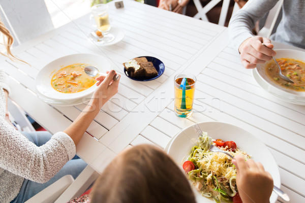 Rodziny obiedzie restauracji rodzicielstwo komunikacji Zdjęcia stock © dolgachov