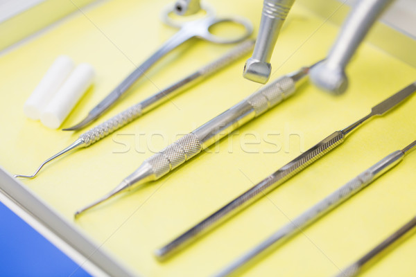 close up of dental instruments Stock photo © dolgachov