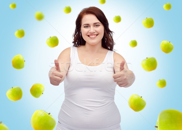 plus size woman in underwear showing thumbs up Stock photo © dolgachov