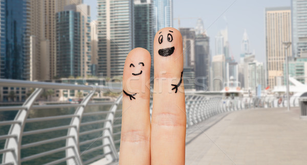 Közelkép kettő ujjak emotikon arcok család Stock fotó © dolgachov