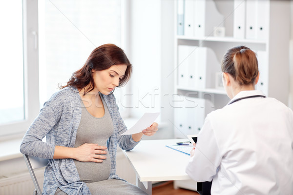 Nőgyógyász orvos terhes nő kórház terhesség nőgyógyászat Stock fotó © dolgachov