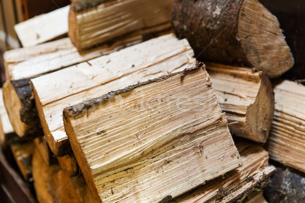 close up of firewood pile Stock photo © dolgachov