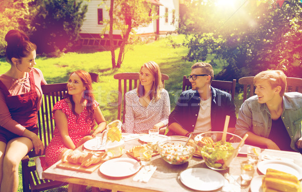 [[stock_photo]]: Heureux · amis · dîner · été · garden · party · loisirs