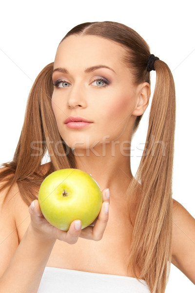 [[stock_photo]]: Jeunes · belle · femme · vert · pomme · photos · femme