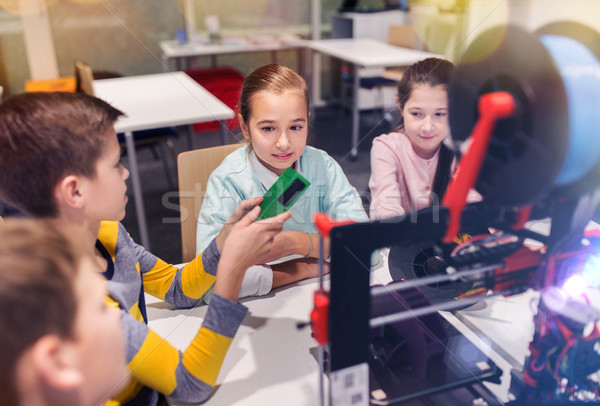 [[stock_photo]]: Heureux · enfants · 3D · imprimante · robotique · école