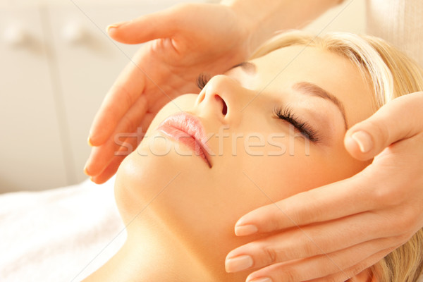 beautiful woman in massage salon Stock photo © dolgachov