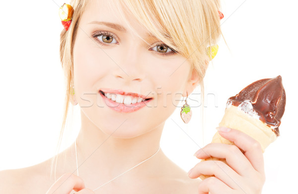 Сток-фото: мороженым · ярко · фотография · девушки · женщину · лице