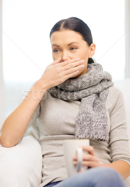 ill woman with flu at home Stock photo © dolgachov