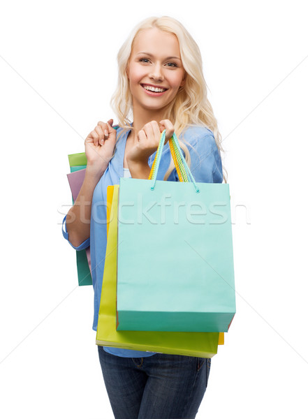 Gülümseyen kadın çok perakende satış para Stok fotoğraf © dolgachov