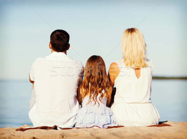 Família feliz beira-mar verão férias celebração crianças Foto stock © dolgachov