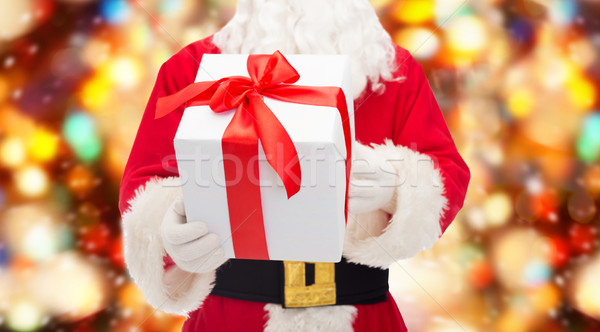 Stock photo: man in costume of santa claus with gift box