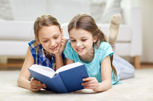 Zdjęcia stock: Dwa · szczęśliwy · dziewcząt · czytania · książki · domu